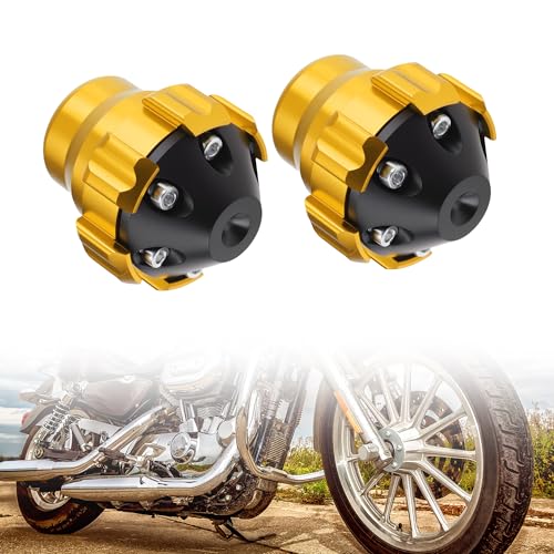 Frame Slider Anti-Crash Protector for Motorcycles 5.3 cm Aluminum Alloy Front Fork Wheel Fall Protection Guard Gold Tone 1 Pair - color: Gold Tone