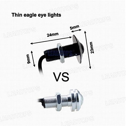 Eagle Eye LED Lights, 10-pack DIY 12V Ultra thin 23mm Eagle Eye Bulb Fog Tail DRL Daytime Running Lights White Kit for Car Motorcycle (White, Black) - color: White light -B