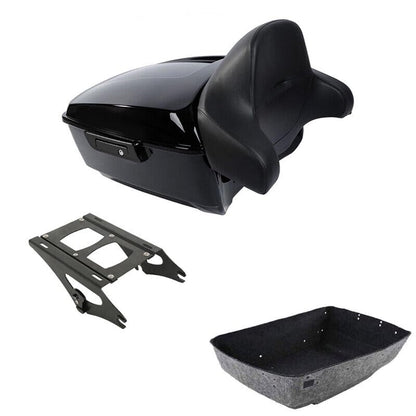 TCMT 13.7" King Motorcycle Trunk Backrest Pad Two Up Mounting Rack Fit For Harley 2014-2025 Touring CVO Road King Road Glide Street Glide Electra Glide Pack - color: Style B Black 2 Up Rack#2
