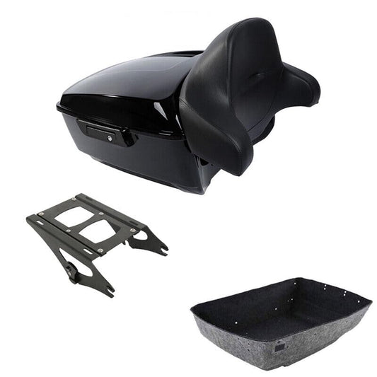 TCMT 13.7" King Motorcycle Trunk Backrest Pad Two Up Mounting Rack Fit For Harley 2014-2025 Touring CVO Road King Road Glide Street Glide Electra Glide Pack - color: Style B Black 2 Up Rack#2