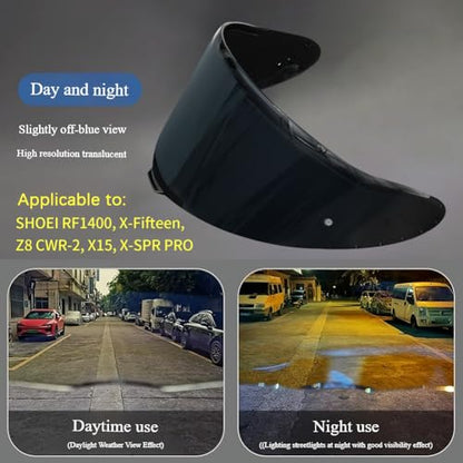 Shoei RF1400 X15 Helmet Visor Replacement Shield, Anti-Fog Sun Shield Accessory Compatible with RF-1400, X15, CWR-2, Z8, X-SPR PRO(Dark black) - color: Dark Black