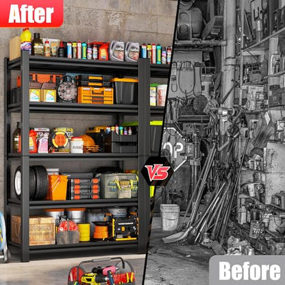 16"W Garage Shelving Unit, 2000 lbs Heavy Duty Storage Shelves Easy Assembly, 4-Tier Adjustable Metal Steel Utility Shelf Rack for Garage, Basement, Warehouse, 53.4" H x 15.8"W x 15.8"D - size: 4 Tier | 54" H x 16" W x 16" D