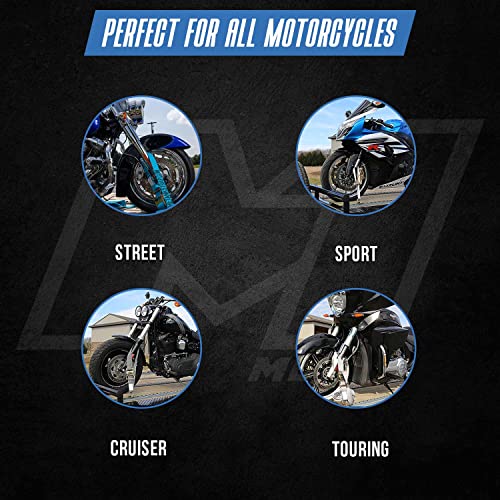 Motorcycle Tie Down Straps (4pk Blue) - 10.000 lb Webbing Break Strength 2'' x 10' Super Heavy Duty Endless Tie Downs with Ratchet Strap