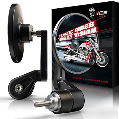 MZS Bar End Mirrors, Motorcycle Handlebar Mirrors Round Black+Motorcycle Frame Sliders, Falling Crash Protector Guards No Cut Kits Compatible with CBR1000RR