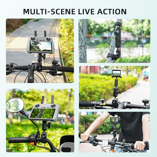 Bike Holder Mount Adapter for DJI RC 2/ RC Controller,360° Dual Ball Head Motorcycle Handlebar Holder Clamp for DJI Mini 4 Pro/Mini 3 Pro/Air 3/Mavic 3 Pro Smart Remote Controller, Black
