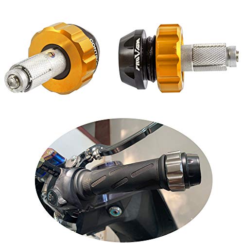 Motorcycle Throttle Lock Cruise Control Handlebar Plugs Grip Bar End Caps Slider Set for Street/Sport/Tour Bike Cruiser Scooter (Gold) - color: Gold