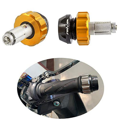 Motorcycle Throttle Lock Cruise Control Handlebar Plugs Grip Bar End Caps Slider Set for Street/Sport/Tour Bike Cruiser Scooter (Gold) - color: Gold