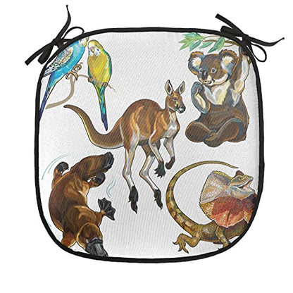Lunarable Tropical Chair Cushion Pad, Koala Family on Dotted Spotted Background Marsupial Mascots of Mother Earth, Seat Padding for Kitchen & Patio with Anti-Slip Backing, 16"x16", Grey and Blue - color: Grey and Blue, size: Pack of 1