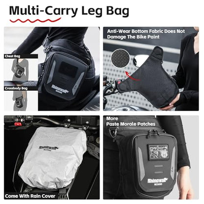 Rhinowalk Motorcycle Fuel Tank Bag,Motorbike Tank Bag with Mobile Phone Pocket, Thigh bag,Leg Waist Chest Pouch,2.4L Backpack Motor Cycle Accessories - style: Without Magnetic