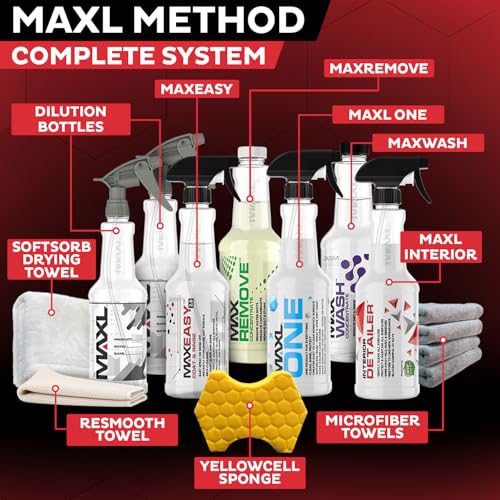 MAXL® Method Complete System 10 Premium Auto Detailing Solution Bundle - All-in-One Car Detailing Kit for Deep Clean, Paint Protection, Instant Gloss, Spot-Free Drying, and Easy Rinse-Off Application - style: MAXL Complete System Bundle