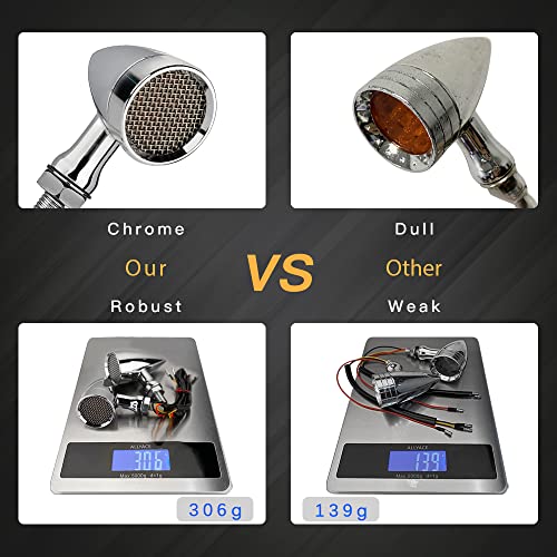 Motorcycle Turn Signals LED Bullet Front Rear Indicator Lights Universal Compatible for Harley Davidson Cruiser Iron Softail Street Bike Honda Shadow Yamaha Chopper Bobber Cafe Racer(Black/Amber) - color: Black/Amber