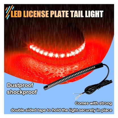 Universal 8" Flexible LED Light Strip Bar with Tail Brake Stop Turn Signals Lights, Waterproof LED License Plate Tail Light Bar for Motorcycle Scooter Quad Cruiser Off Road