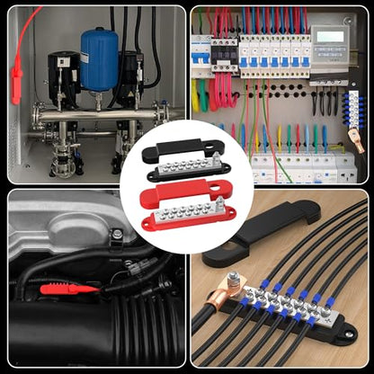 RVBOATPAT Power Distribution Block 12V 150A 1/4" Stud Marine Bus Bar 12 Volt DC Battery Busbar for Boat Automotive Solar Wiring - style: A Pair
