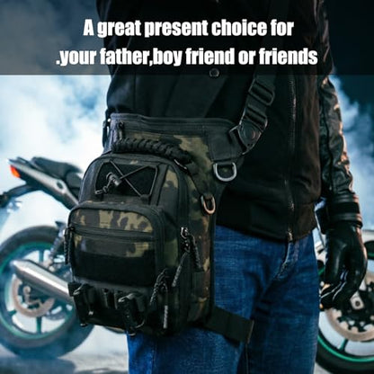 Tactical Drop Leg Bag with Concealed Carry Holster Motorcycle Thigh Pouch for Outdoor, Hiking & EDC Gear in Army Green - color: Army Green