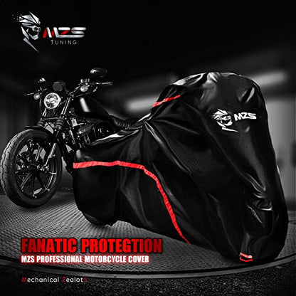 MZS Motorcycle Passenger Foot Pegs, 360° Roating Touring Floorboards + Motorcycle Cover Waterproof Outdoor, 420D All Season Weather Compatible with Dyna Electra Road Street Glide Road King Softail