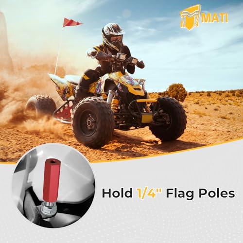 M MATI 2Pcs Quick Release Flag Pole Holder Red Hold 1/4'' Flag Poles for ATV UTV Motorcycle Dirt Bike All Year - color: Red