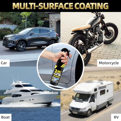 Ceramic Spray Coating for Cars - 8.4oz Quick Detailer with 6 Months Protection, High Gloss Top Coat & Water Repellent, Car Detailing Kit for Car, RV, Motorcycle, Boat