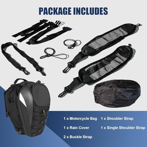 Motorcycle Tail Bag for Kawasaki KLX 230 2020-2024, Expandable Rear Seat Luggage Waterproof, Motorbike Helmet Storage Backpack, Dual Use Sissy Bar Touring Travel Pack
