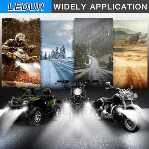 LEDUR Motorcycle LED Fog Light Kit Spot Auxiliary Driving Lights with Switch Wiring Harness Clamp Mount Brackets Kit for R1200GS F800GS Adventure Touring Motorcycle E-Bike ATV UTV 40W