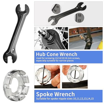 Bike Tool Kit, Professional Bike Repair Tools for Mountain Bike with 3-in-1 Cassette Remover Wrench Crank Puller Extractor Bottom Bracket Freewheel Remover Chain Breaker - color: 10 Pcs