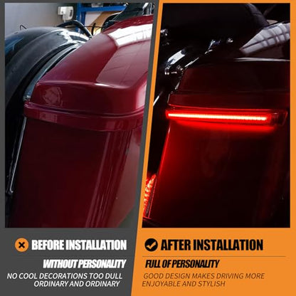 Motorcycle Saddlebag Tail Light Running Brake Sequential Turn Signal LED Lamp Fit for Harley Touring Street Gilde Road King Road Gilde Electra Glide Ultra Limited 2014-2023 (Red Lens) - color: Red Lens
