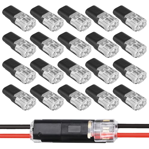 Double Wire Plug-in Connector with Locking Buckle, 2026 New Quick Plug in Connect Wire Connectors for Electrical Projects, Led Light Strip Connectors 2 Pin for Home Automotive Wiring (20PCS) - color: 20PCS