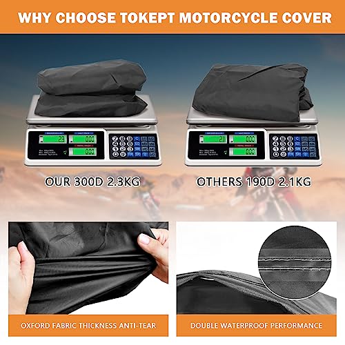 Motorcycle Cover for Touring Models Harley Davidson Road King Road Glide Street Glide Electra Glide Low Rider-ST Indoor & Outdoor All Weather Protection with Vents (Black&Grey) - size: Side Box