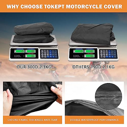 Motorcycle Cover for Touring Models Harley Davidson Road King Road Glide Street Glide Electra Glide Low Rider-ST Indoor & Outdoor All Weather Protection with Vents (Black&Grey) - size: Side Box