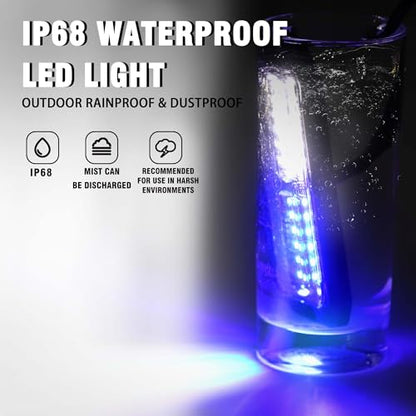 WINECO 8PCS LED Strobe Lights 12V Sync Feature Blue White 12LED Emergency Hazard Warning Lights with Strobe Controller for Trucks Vehicles ATV RV Cars Van - color: BLUE WHITE