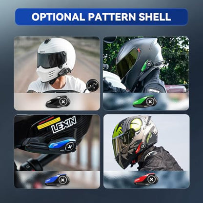 LEXIN G2P Motorcycle Helmet Bluetooth Headset, Group Intercom Communication System, FM Radio/ 6 Shells/Universal Pairing/Private Talk/Noise Cancellation, Fit for Snowmobile/ATV, 1 Pack - style: G2P Single Pack
