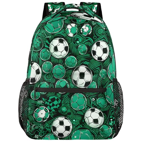 College Backpack for Women Men, Football Soccer Large Capacity School Bookbag, Lightweight Travel Backpack for Weekender Business Hiking - color: Football Soccer
