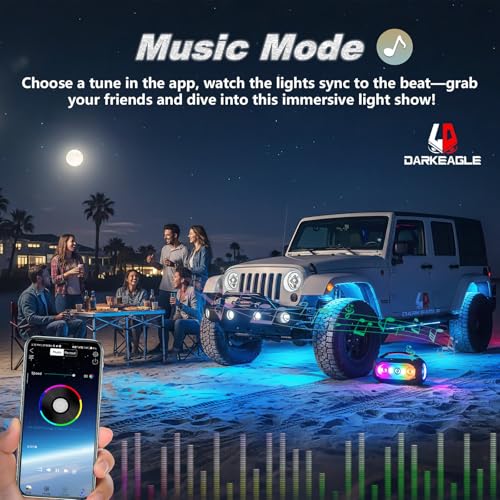 4Pods Heavy Duty Aluminum RGBW LED Rock Lights Kit for ATV UTV 4 Wheeler Can-Am SXS RZR Side by Side Offroad Vehicle, APP & RF Remote, Plug&Play Pre-Wired, IP67 Waterproof 12V Underglow Accent Light - color: RGBW 18LEDs, size: 4Pods