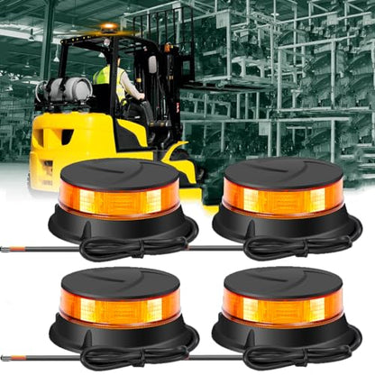 DAYSEN 4Pcs Amber Strobe Beacon Lights - 360° Rotating Emergency Light with 7 Flash Modes,12V/24V Compatible for Trucks, Tractors, ATV/UTV, Golf Carts & Heavy Duty Vehicles (4.2" Permanent Mount) - size: Screw (4PCS)