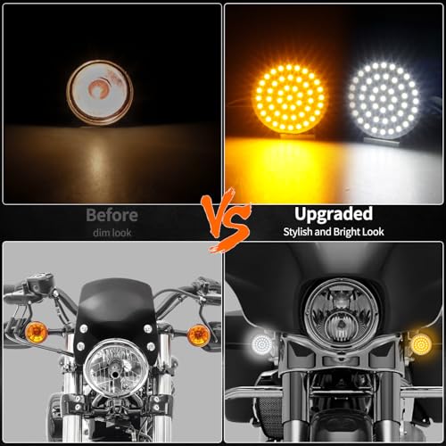 1157 Sequential LED Turn Signal Light with Smoked Turn Signals Lens, Motorcycle Blinkers Compatible with Harley Davidson Sportster Dyna Softail Road King Electra Glide Touring - SMD Bulbs