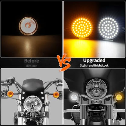 1157 Sequential LED Turn Signal Light with Smoked Turn Signals Lens, Motorcycle Blinkers Compatible with Harley Davidson Sportster Dyna Softail Road King Electra Glide Touring - SMD Bulbs