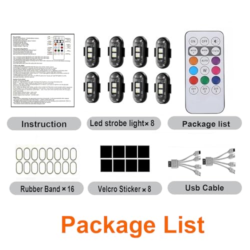 8-Pack Wireless LED Strobe Remote Lights | 8 Colors, Anti-Collision & Waterproof | Emergency Flash for Car, Motorcycle, Bike, Drone, Pet Leash | Ideal for Holiday Ambiance