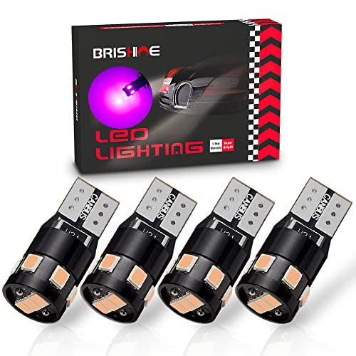 300LM Extremely Bright Canbus Error Free 194 168 2825 W5W T10 LED Bulbs Purple 9-SMD 2835 Chipsets for Dome Map Door Courtesy License Plate Lights(Pack of 4) - color: purple