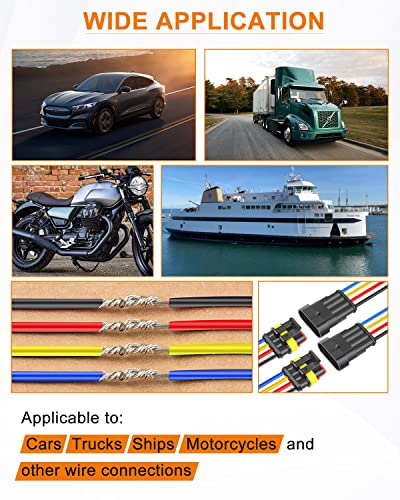 NAOEVO 4 Pin Connector Waterproof, 16 AWG 4 Wire Connectors, Automotive Electrical Male and Female Plug with Heat Shrink Tubing for Car Truck Boat Wire Connection, 6 Kits - size: 4 Pin