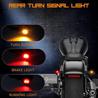 Front Rear Motorcycle Turn Signals, Mini Size Led Brake Tail Lights Universal Compatible with Harley Honda Suzuki Triumph Yamaha - color: Front Amber+Rear Red