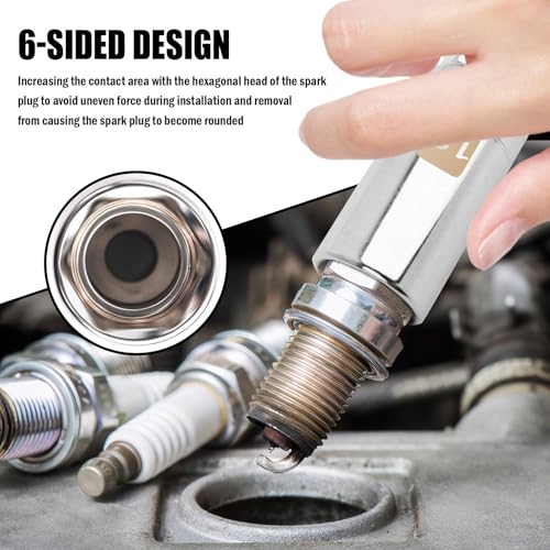 18mm Magnetic Spark Plug Socket with 3/8" Drive,6-Point Hex Spark Plug Removal Tool with Strong Magnet Ring,Heavy-Duty 18mm Sparks Plugs Socket for Most Cars,Motorcycles