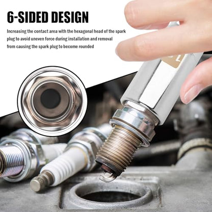 18mm Magnetic Spark Plug Socket with 3/8" Drive,6-Point Hex Spark Plug Removal Tool with Strong Magnet Ring,Heavy-Duty 18mm Sparks Plugs Socket for Most Cars,Motorcycles