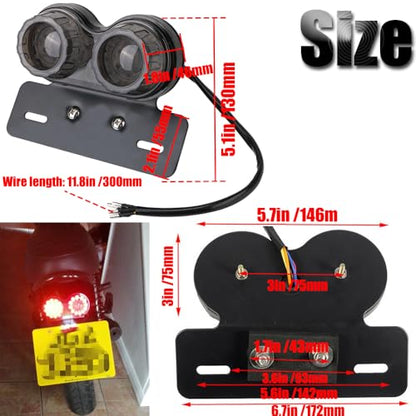 kucehiup LED Tail Light Integrated Running Lamp Brake&Turn Signal Light 40LED 40W with License Plate Bracket for Har-ley Motorcycle Street Bike Cruiser Chopper