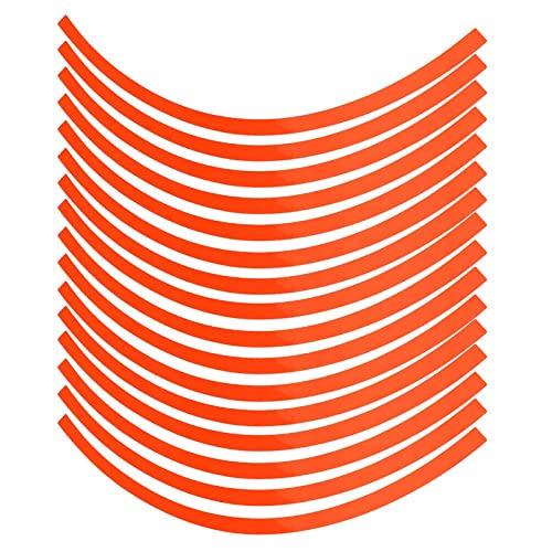 16 Pcs Wheel Reflective Tape Rims Night Safety Decoration Stripes Sticker Film for 16-19 inch Car, and Motorcycle Wheels, 34 x 0.8cm(Scarlet) - color: Scarlet