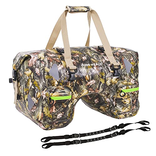WILD HEART Dry Motorcycle Tail bag 70L/50L With Rope Straps and Inner Pocket Waterproof PVC 500D for Travel,Motorcycle and so on - color: Autumn Leaves, size: 70L