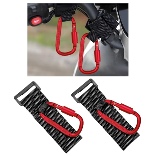 KVAEY 2 Pack Multipurpose Hook for Hanging Helmet, Goggle, Headsets, Durable Carabiners, Roll Bar Accessory Hook Hanger (Red) - color: Red