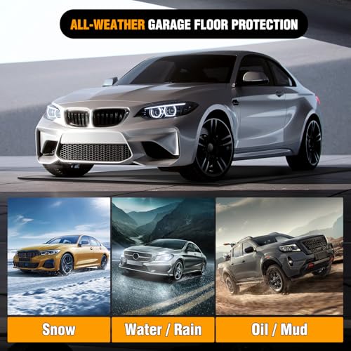 Nilight Garage Containment Mat 8'6" x 20' PVC Garage Floor Mat with 1.4" Raised Foam Edge Waterproof Heavy Duty Garage Parking Mat for SUVs Pickup Trucks Vans - size: 8'6" x 20'