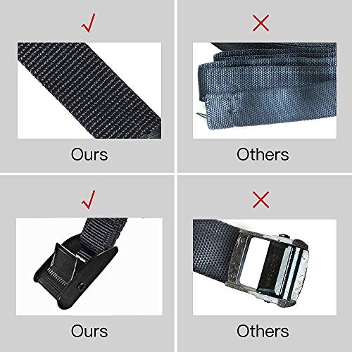 Premium Lashing Strap Short 1" x 6.5 ft, Cam Buckle Tie Down Straps Heavy Duty Secure Straps up to 700 lbs Capacity for Motorcycle,SUP, Kayak, Canoe, Surfboard, Cargo, Boat,Trailer, Luggage, 2pcs - color: Black 2pcs