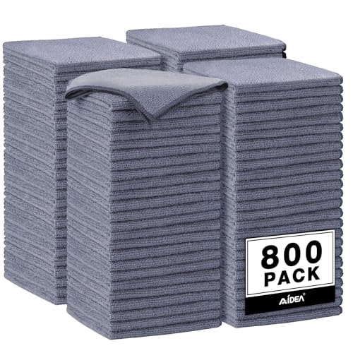 AIDEA Microfiber Cleaning Cloth Grey, 800PK, Microfiber Towels for Cars, Shop Towels Cleaning Rags, Premium Wash Cloths, Absorbent Towel for SUVs, House, Kitchen, Commercial, Cleaning Supplies 12×12" - color: Grey, size: 800PK