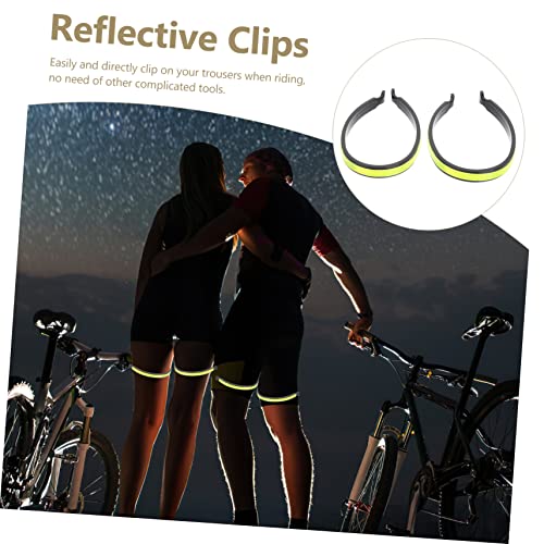 Happyyami Bike Reflector Clip Bike Trousers Clips Daily Use Riding Decor Night Riding Trousers Band Alarming Bike
