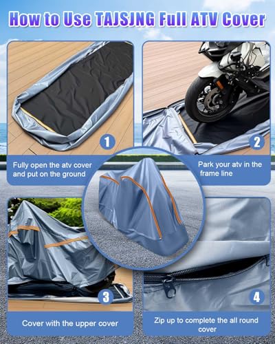 Full Enclosed Large ATV Cover Waterproof Outdoor Heavy Duty 4 Wheeler Cover All Season Weather Proof Quad Cover with Reflective Strips Fits ATV Length up to 104" Windproof Sunproof Dustproof - size: 7.(ATV) 104"L x 53"W x 49"H